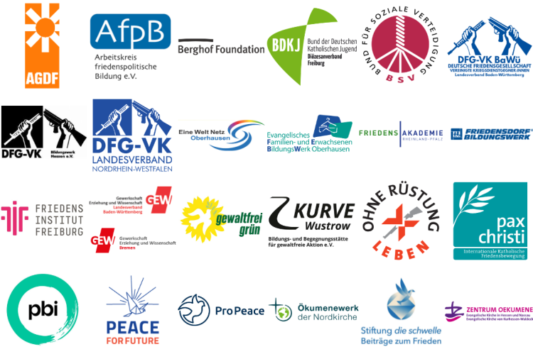 Logos der B&uuml;ndnispartner zur Petition "Frieden in den Lehrplan"
