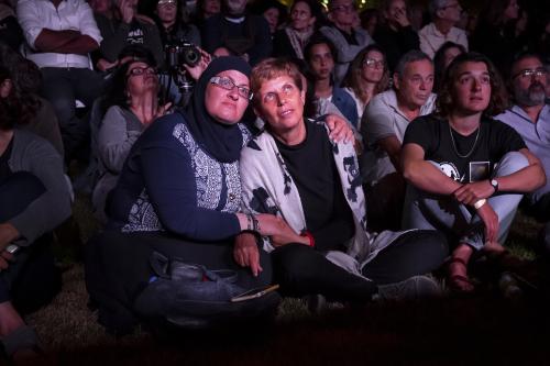 Two participants at the Combatants for Peace Joint Memorial Day Ceremony