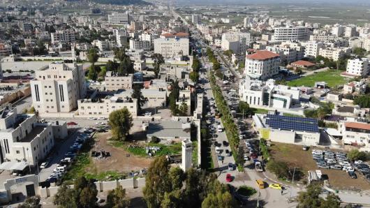 Aerial view of the city of Jenin, north of the West Bank
