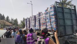Activists of Standing Together gathered to protect the passage of aid convoys headed to Gaza