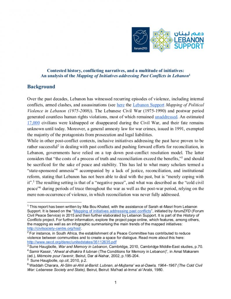 Report: Contested History, LBN 2018