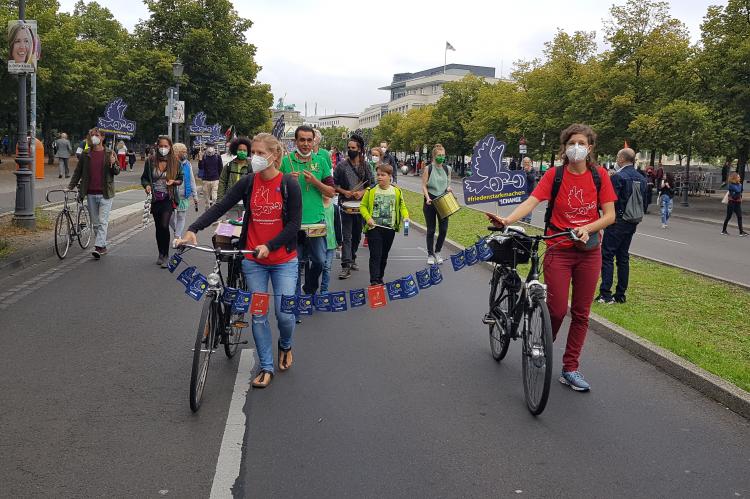 Friedensband und Fahrr&auml;der bei #unteilbar