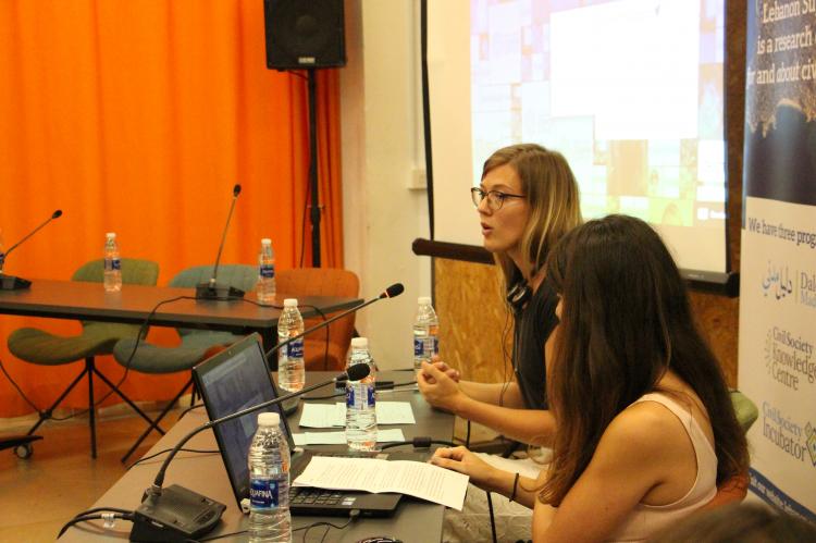 Jenny Munro and Mia Bou Khaled introducing the event