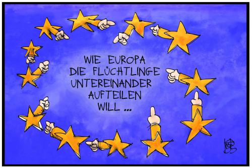 Karikatur Europa Flüchtlinge