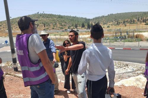 Activists of Standing Together gathered to protect the passage of aid convoys headed to Gaza