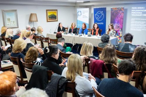 A panel conversation takes place.