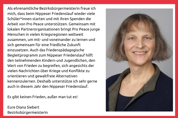 Grußwort der Bezirksbürgermeisterin zum Nippeser Friedenslauf