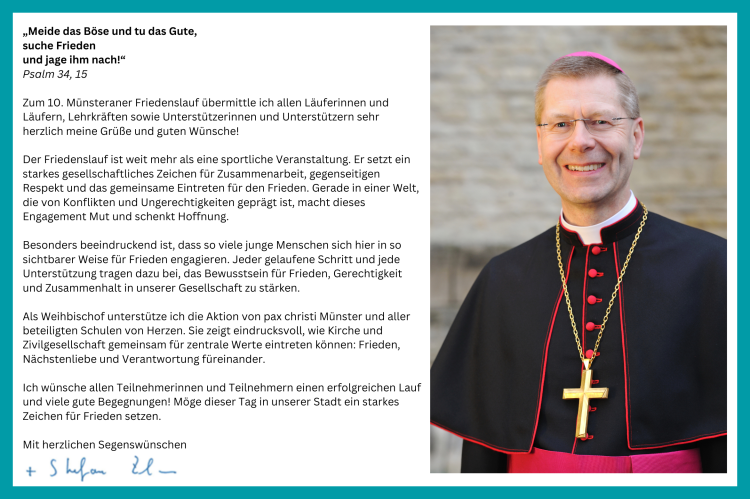 Links ist das Gru&szlig;wort des Schirmherrn Weihbischof Dr. Zekorn, rechts sein Portr&auml;t
