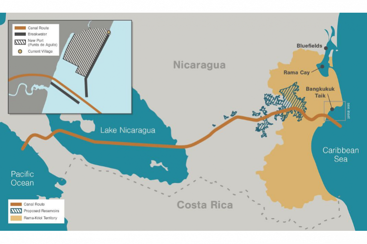 Die geplante Route eines Nicaragua-Kanals