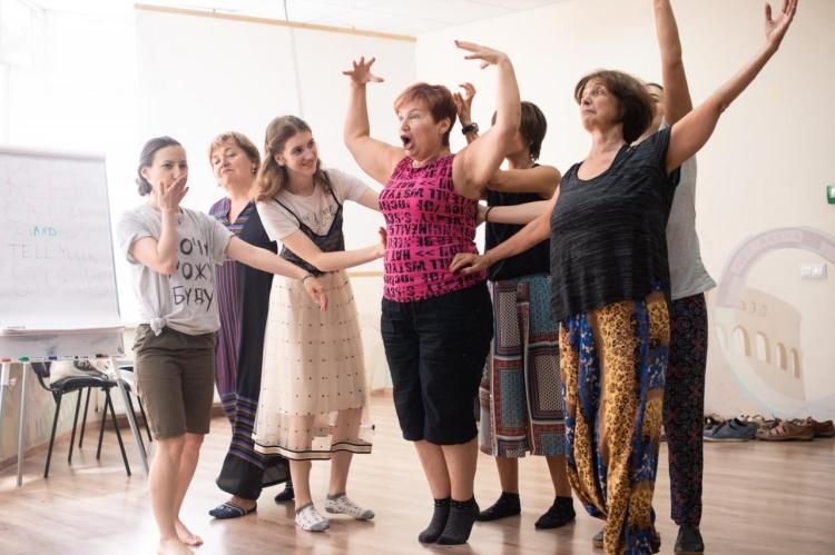 Participants in an improvisational theater in Odessa