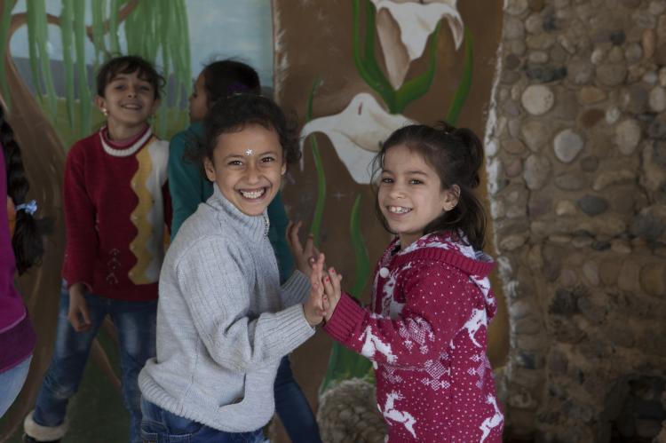 Kids dancing in Akkar, Lebanon
