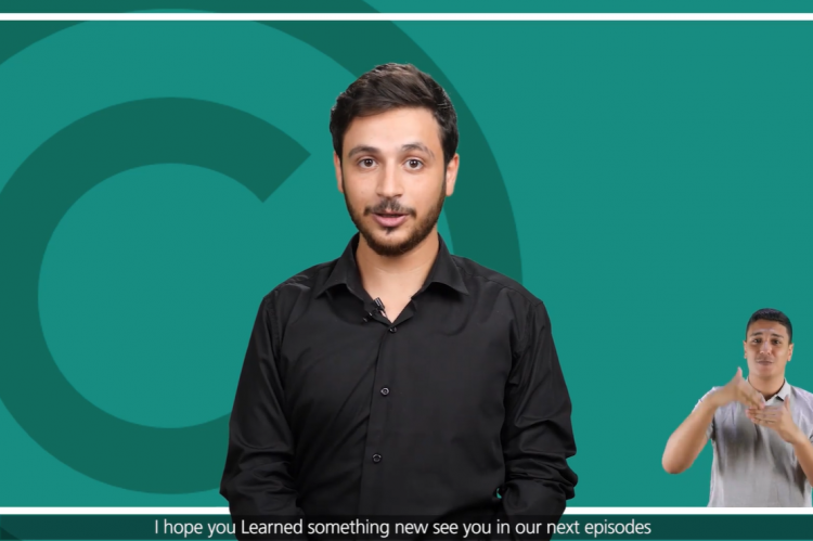 Emad explaining Intellectual Property Rights with the help of a Sign Language translator