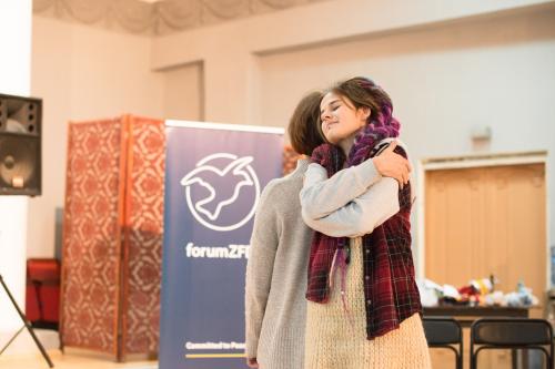 Participants in the Theatre Workshop performing their feeling of Odesa