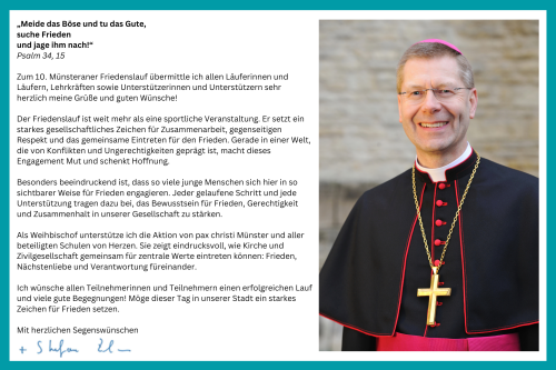Links ist das Gru&szlig;wort des Schirmherrn Weihbischof Dr. Zekorn, rechts sein Portr&auml;t