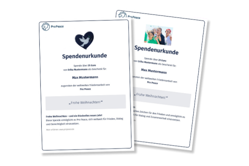 Die Pro Peace Spendenurkunde