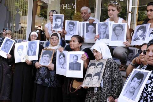 Wadad Halawani with a group of the families of disappeared in a protest