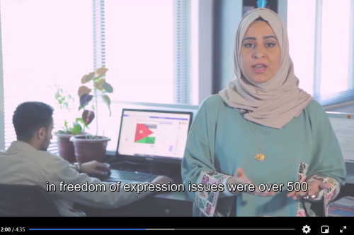 video example: A presenter explaining the law in front of a camera