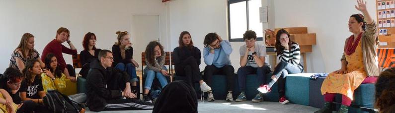Young participants at the "Tachles" youth club in Haifa