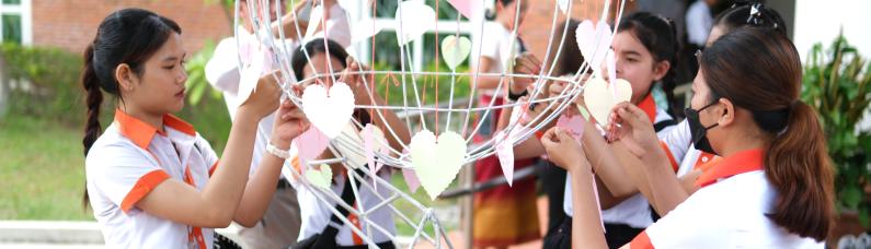 Students from diverse groups created Peace Symbols during the International Day of Peace. 