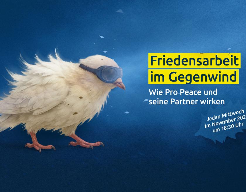 Friedensarbeit im Gegenwind - Wie Pro Peace und seine Partner wirken, Jeden Mittwoch im November 2025 um 18:30 Uhr