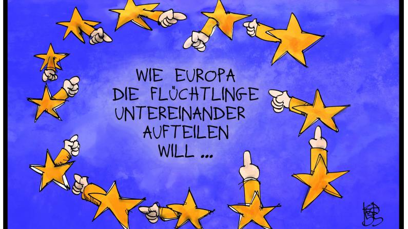 Karikatur Europa Flüchtlinge Karikatur Europa Flüchtlinge