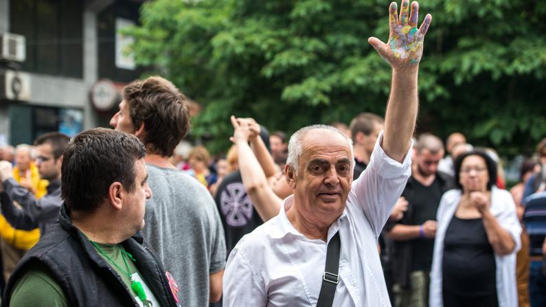Demonstrant in Nordmazedonien