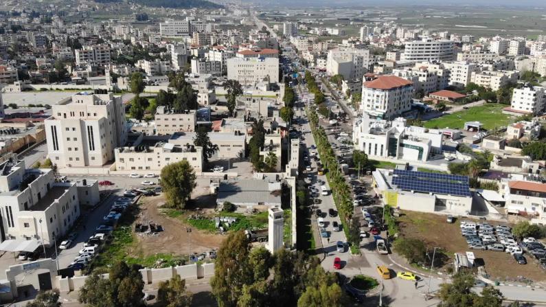 Aerial view of the city of Jenin, north of the West Bank Aerial view of the city of Jenin, north of the West Bank