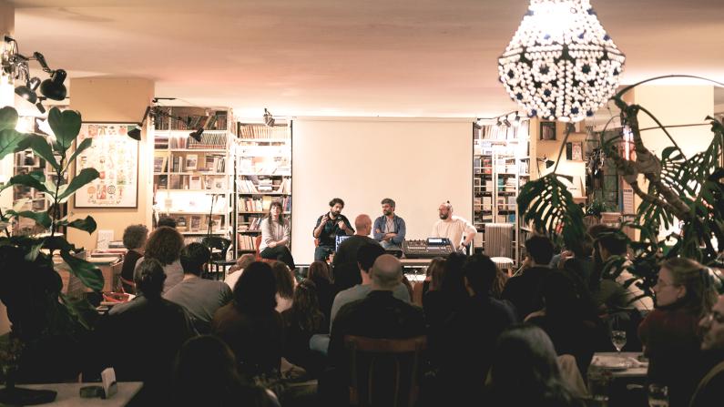 Launch of the Maabar podcast Season 2 The producers of the Maabar podcast in front of the audience at Barzakh Coffee shop.