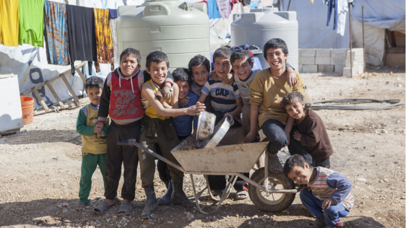 A group of refugee kids in Lebanon