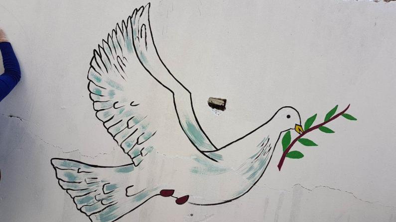 Peace Dove on the wall in Baalbeck Peace Dove on the wall