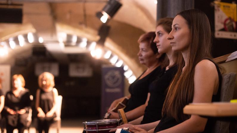 Actors of the 'Pulse of the City' project during a performance