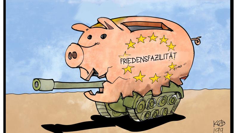 Karikatur Europäische Friedensfazilität Karikatur Europäische Friedensfazilität