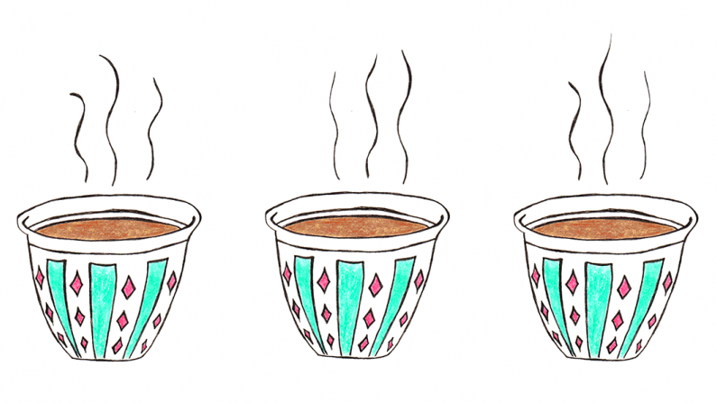 three cups with coffee