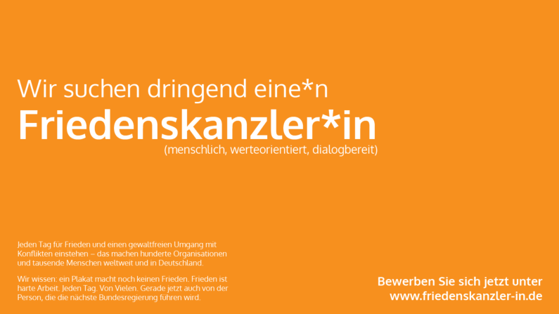 Friedenskanzler*in gesucht Friedenskanzler*in gesucht