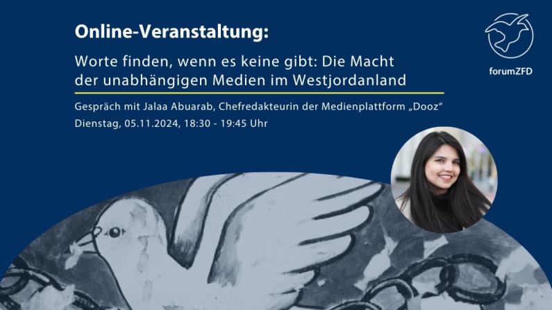 Online-Veranstaltung mit Jalaa Abuarab, Chefredakteurin der Medienplattform "Dooz" Online-Veranstaltung mit der Chefredakteurin der Medienplattform "Dooz"