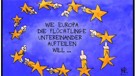 Karikatur Europa Flüchtlinge