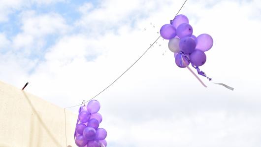 Purple Balloons in the Sky