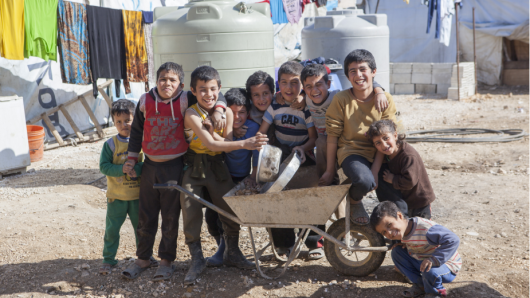 A group of refugee kids in Lebanon