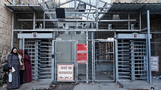 Israelischer Checkpoint zur Siedlung Tel Rumeida