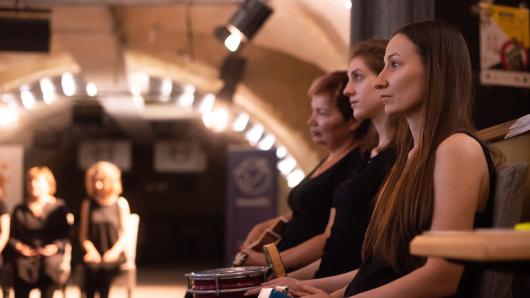 Actors of the 'Pulse of the City' project during a performance