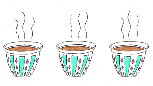three cups with coffee