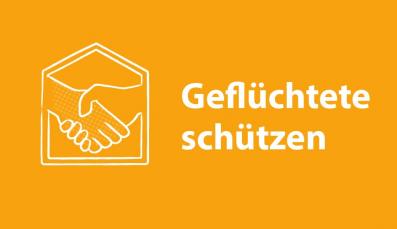 Geflüchtete schützen Banner