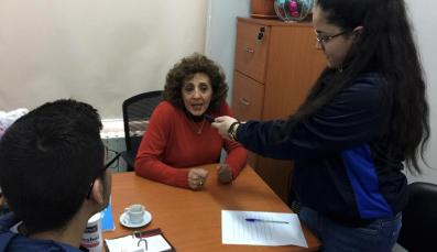 Two students conducting an interview 