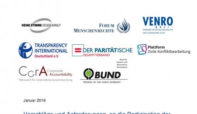 Cover des Positionspapiers "Umsetzung der Agenda 2030 in und durch Deutschland"