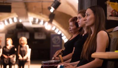 Actors of the 'Pulse of the City' project during a performance