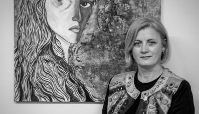 A portrait of Feride Rushiti who is nominated for Nobel Peace Price