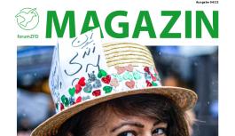 Der Titel des Magazins zeigt eine Frau, die f&uuml;r Frauenrechte im Iran demonstriert