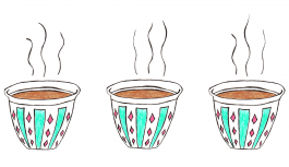 three cups with coffee