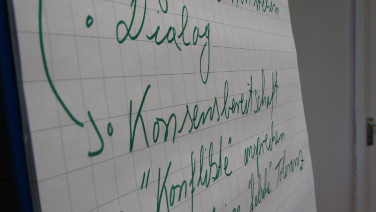 Whiteboard bei einer Veranstaltung des forumZFD